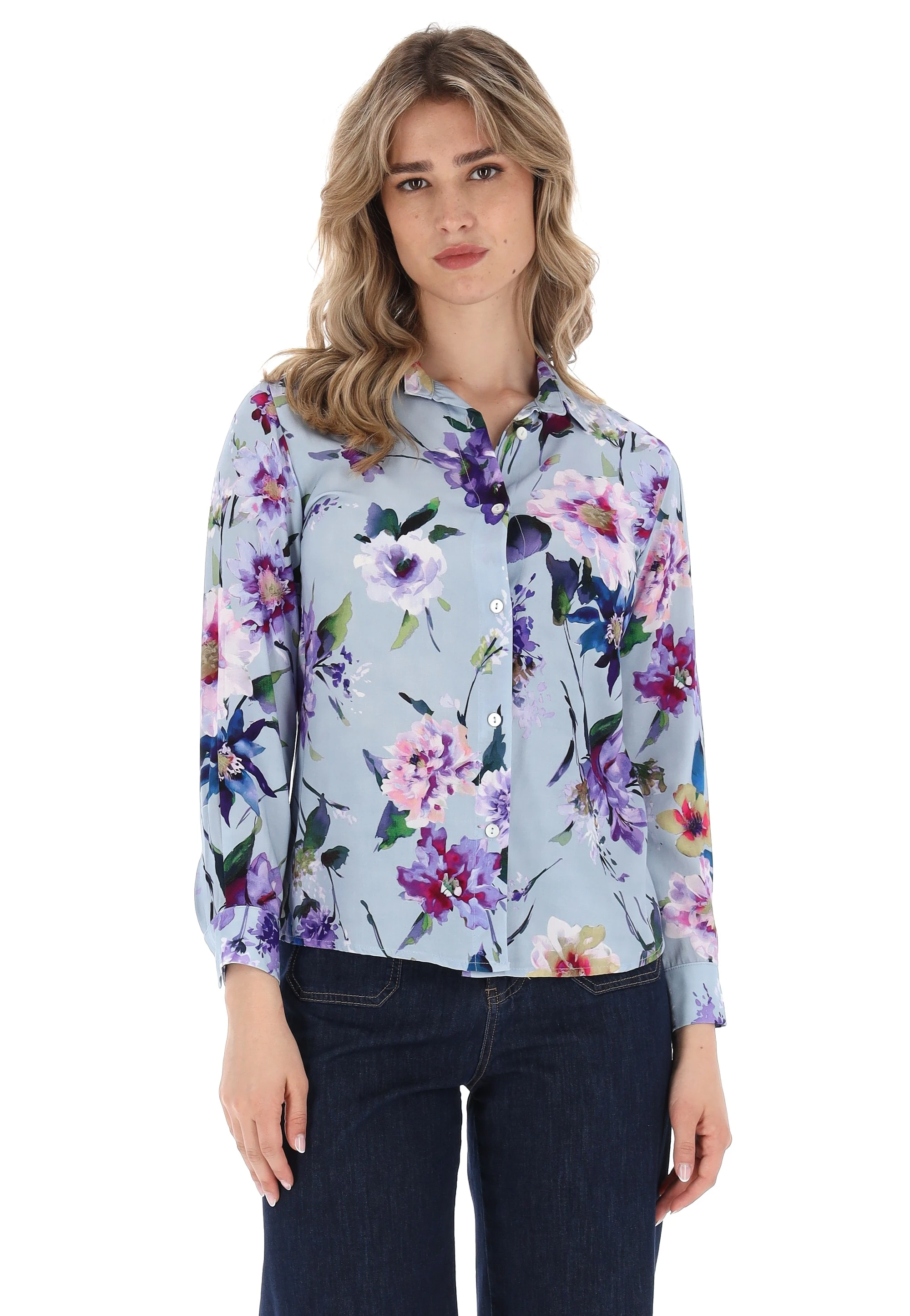 Camicia in viscosa fantasia a fiori Blue Enemy